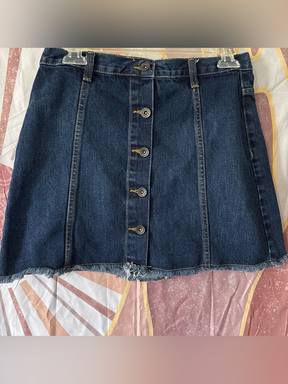 Forever 21 Dark Blue Denim Button-Front Mini Skirt